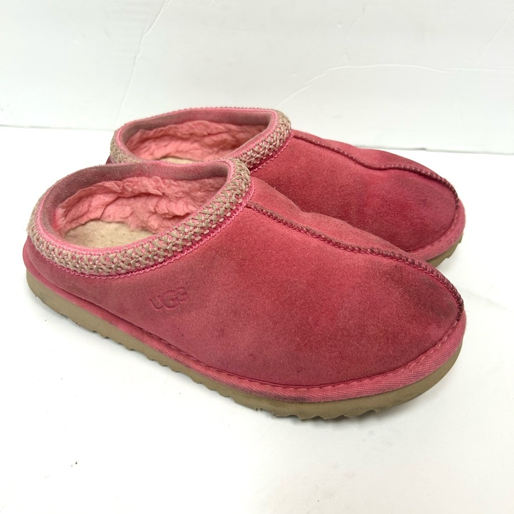 Ugg Womens Tasman Slippers Sz 6 Pink Suede Sheepskin Slip On Casual Barbie Core - Picture 2 of 11